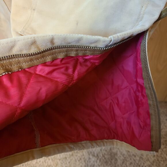Vintage Carhartt Duck Bib Overalls 48x30 Red Quilted Insulated Double Knee "JOE" - Picture 15 of 16